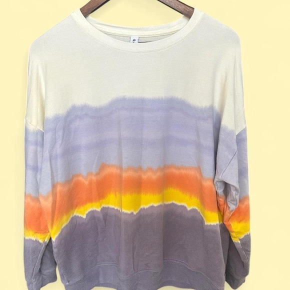 Athleta Tops - Athleta Coaster Luxury Tie Dye Crewneck Sunset Stripe Soft Fleece Pullover
